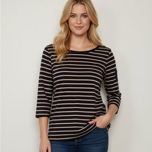 Ralph Lauren Navy and Gold Striped Top